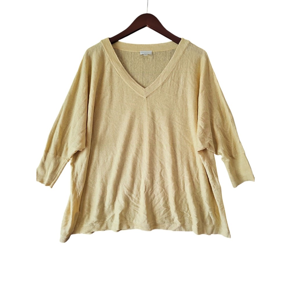 GARNET HILL 100%‎ Linen V Neck Long Sleeve Top Relaxed Shirt Resort Size L